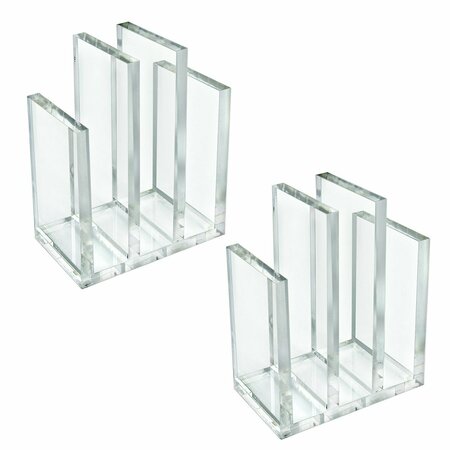 AZAR DISPLAYS Bookend & Desk File Sorter, File Folder Holder for Office, Half Inch Thick Acrylic, Clr, 2PK 255035-GS-2PK